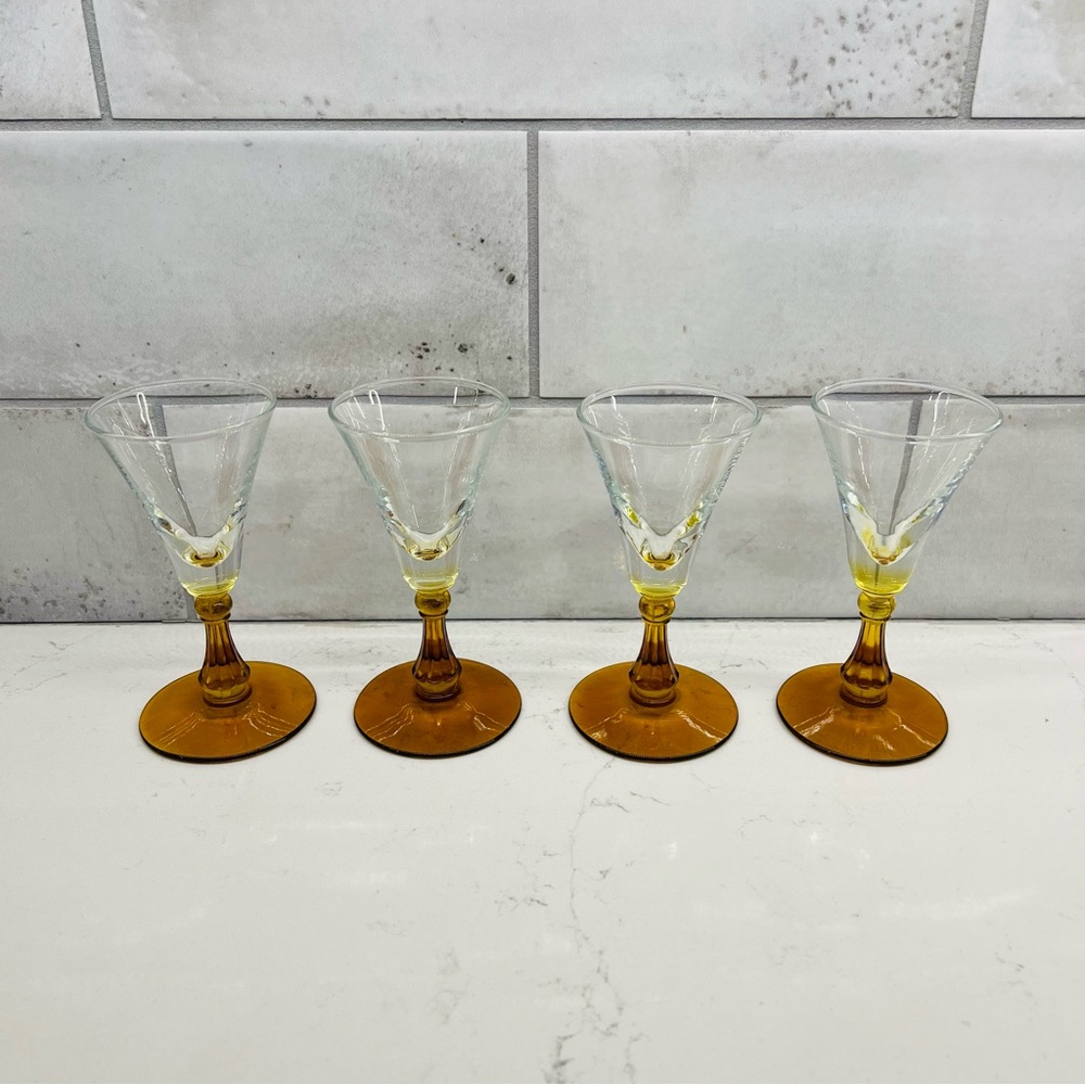 Libbey Amber Stem Cordial Glasses